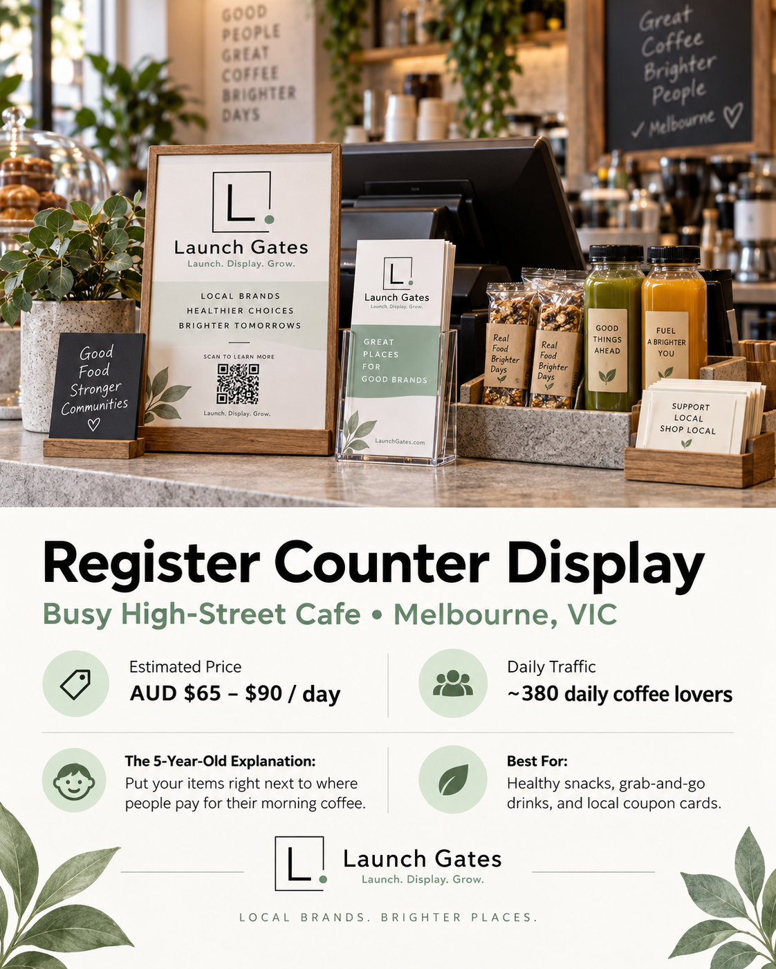 Register Counter Display at Busy High-Street Cafe • Melbourne, VIC