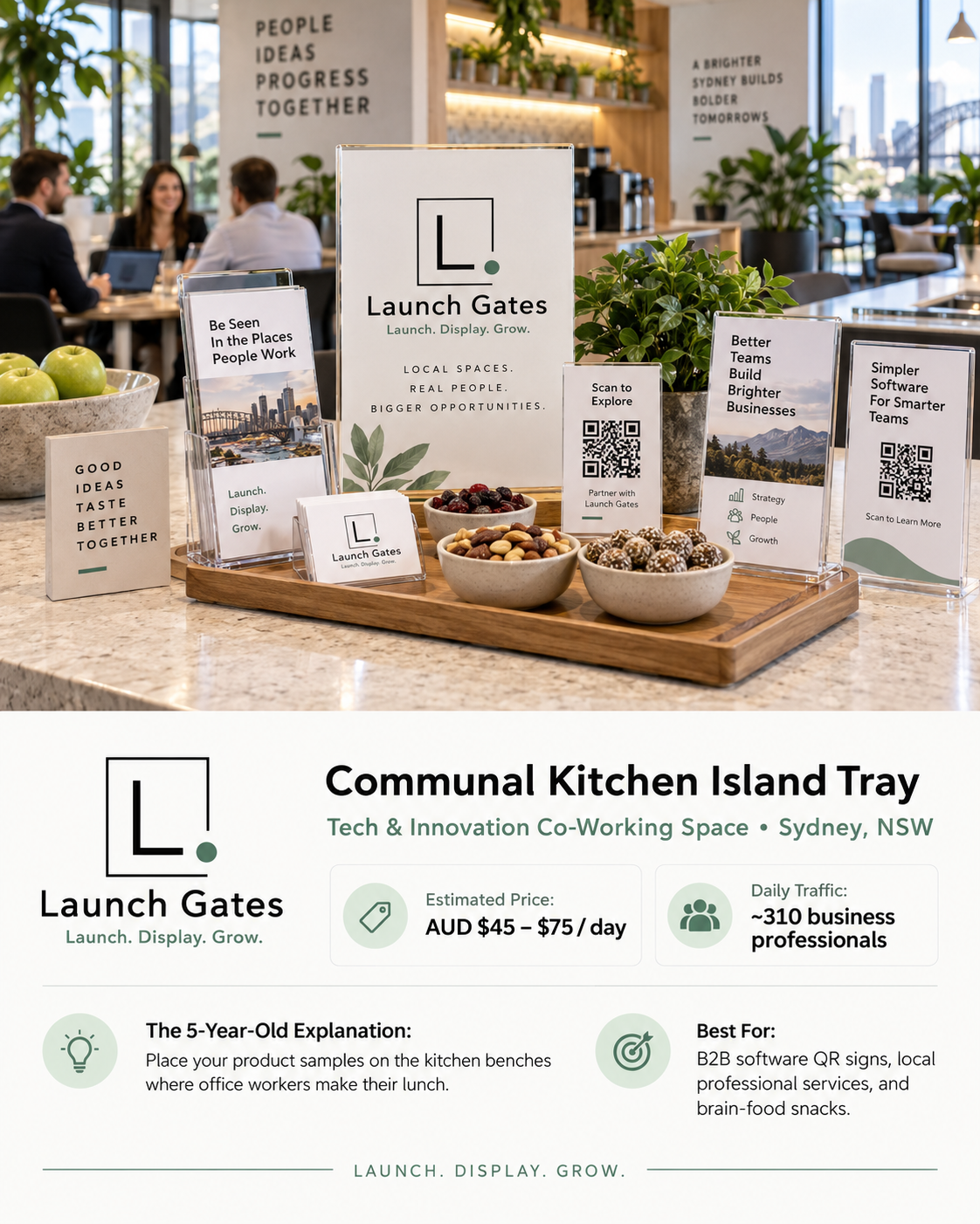 Communal Kitchen Island Tray at Tech & Innovation Co-Working Space • Sydney, NSW