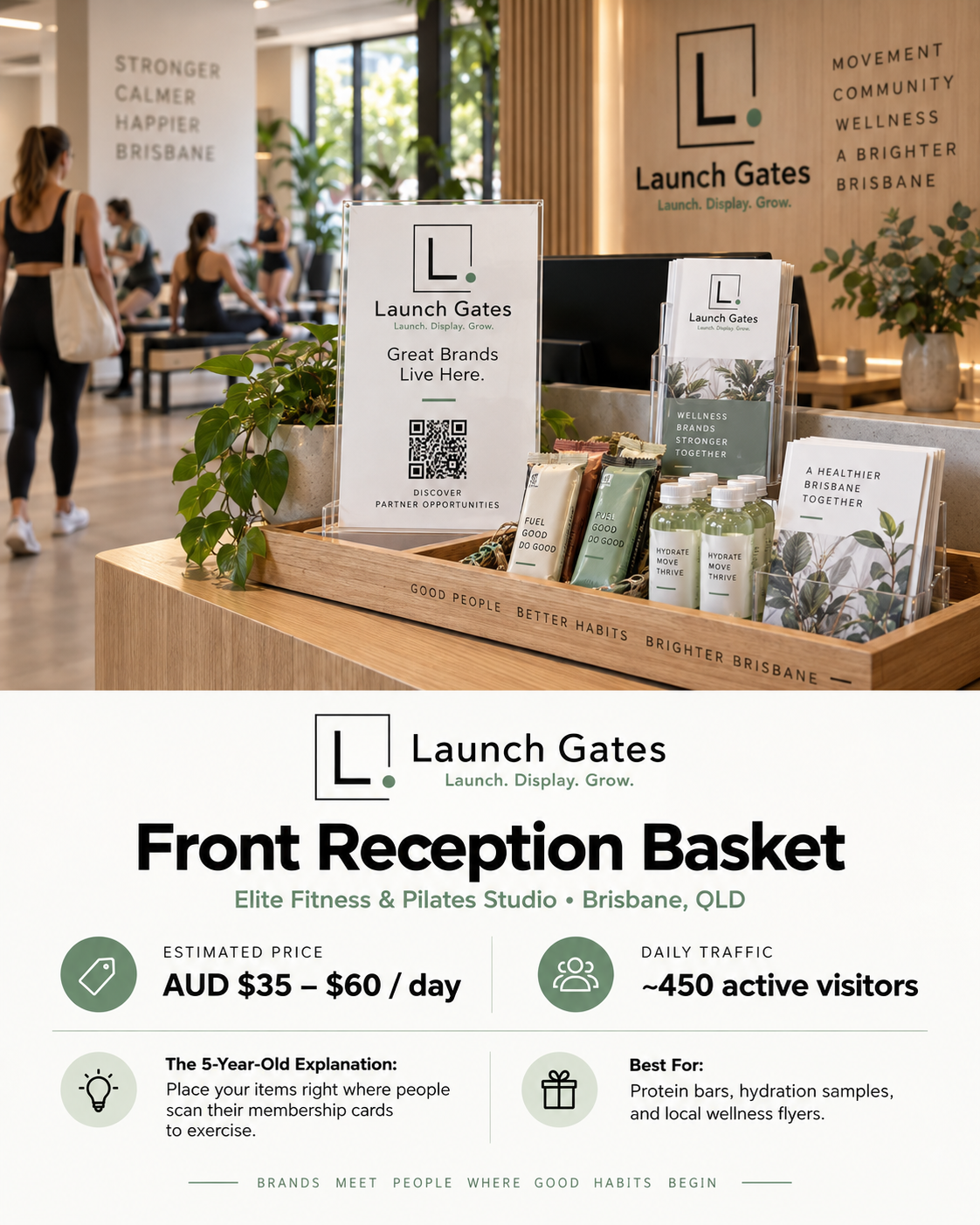 Front Reception Basket at Elite Fitness & Pilates Studio • Brisbane, QLD