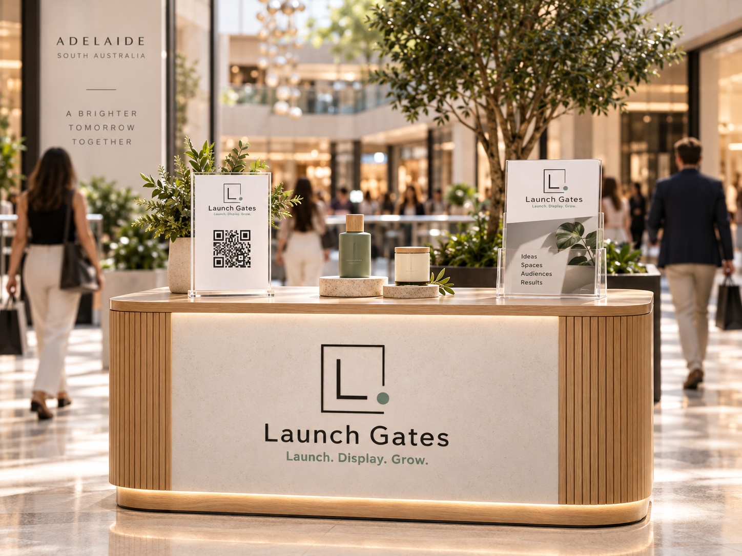 Launch Gates local display stand in a premium shopping centre