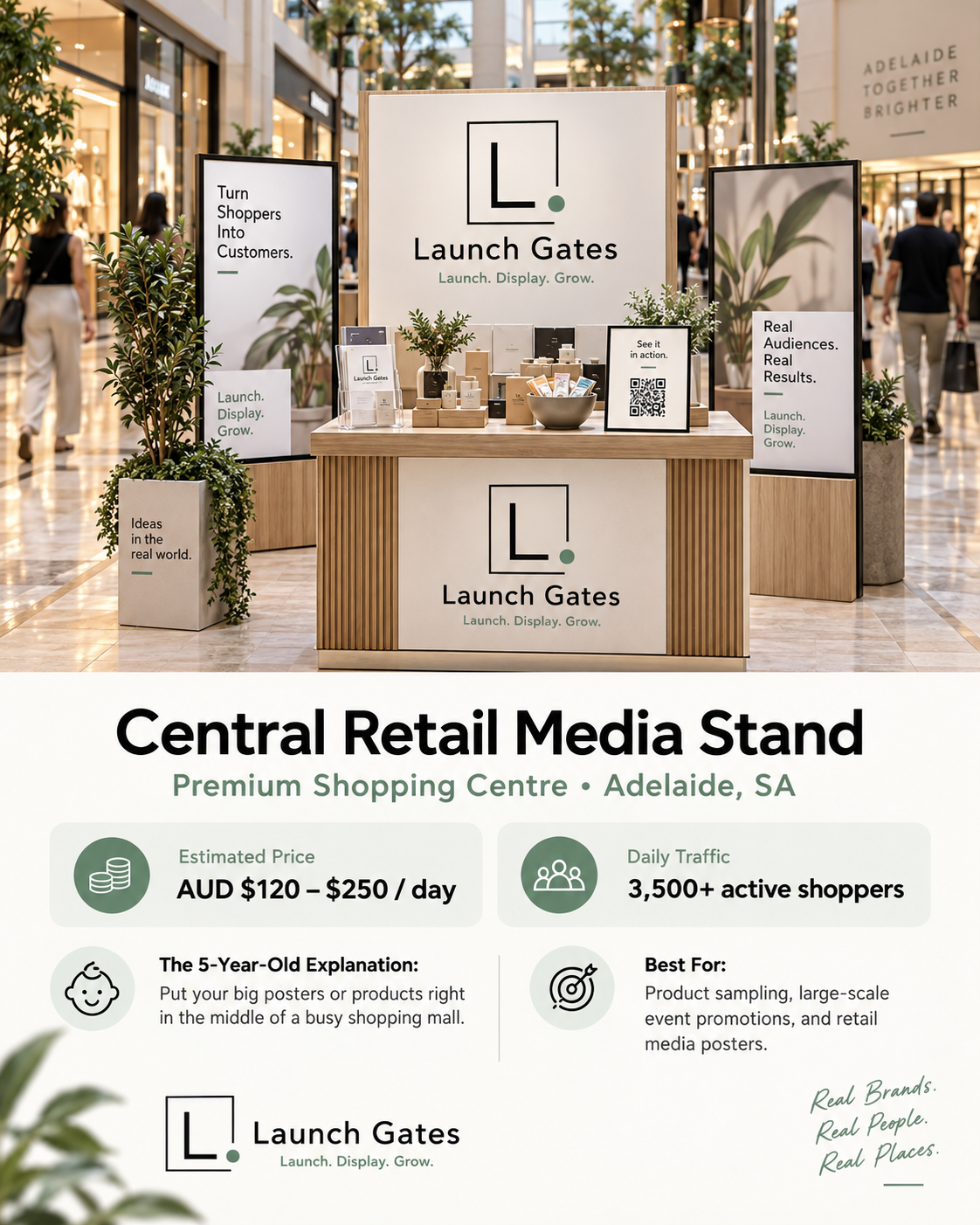 Central Retail Media Stand at Premium Shopping Centre • Adelaide, SA
